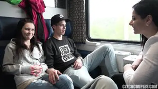 Teenagers fuck on train in 4K