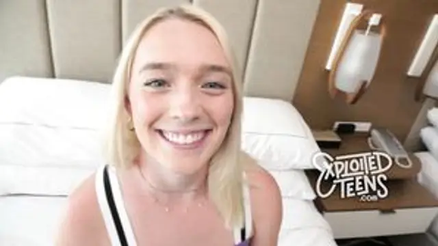 Pretty blonde teen sucks cock and eats ass