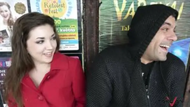 Take Van - Pierced babe found on bus stop spread her ha