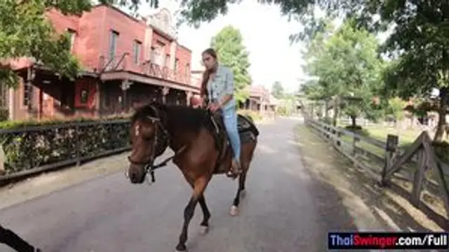 Riding a horse and fucked in a saloon