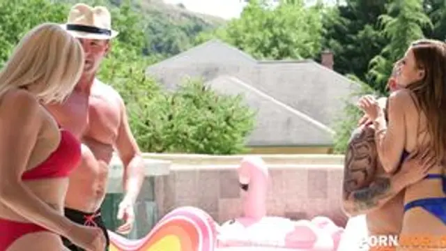 Busty MILFs Billie Star and Brittany Bardot DP’d in Hot Summer Poolside Orgy in 4K
