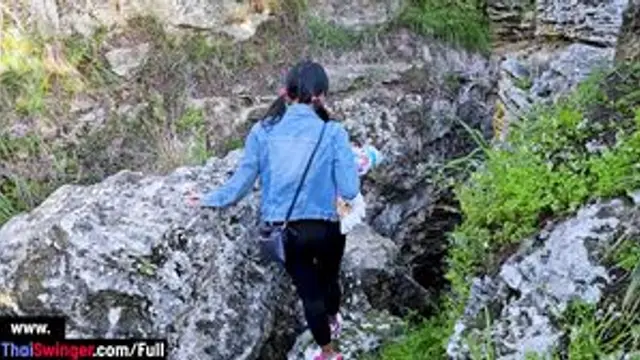 Public sex in a cave with Thai MILF slut