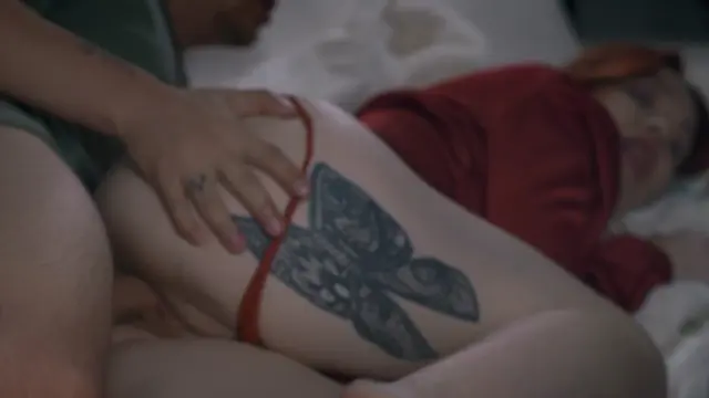 Redhead Stepmom in a Red Robe Gets Fucked Before Dad Gets Home