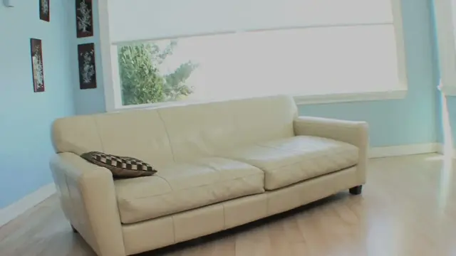 Catching up on the Couch - Platinum Blonde and Tanned Brunette Lick Each Other
