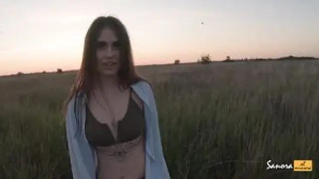 Sanora - Blowjob on the airfield from a charming brunette