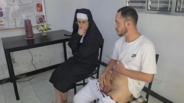 A horny nun asked me to show her my cock, and I couldn't resist