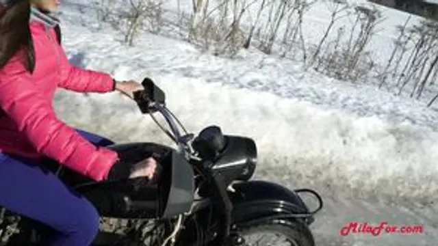 Mila Fox - I fucked in the winter on a motorcycle. Creampie
