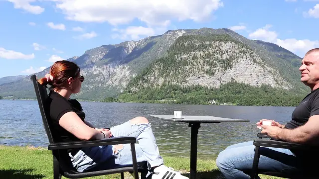 Luring a Stranger in Hallstatt: Balcony Strip & Raw Hotel Use - Deep Swallow Finish