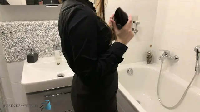 Assistant undress after work sexy shower