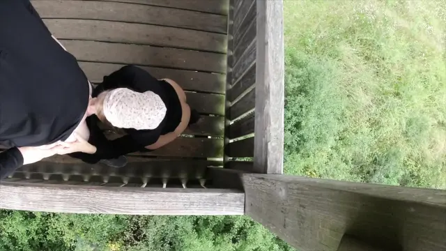 Risky public fuck on observation tower