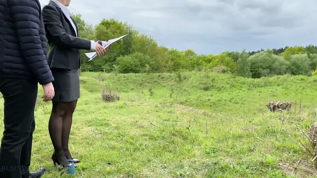 Real estate business woman outdoor fuck