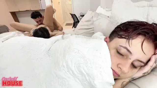 Bisexual Girl Cheating on Her Sleepy Girlfriend with a Very Naughty Guy